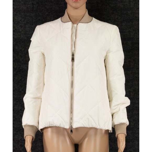 $3995 BRUNELLO CUCINELLI REVERSIBLE QUILTED BOMBER JACKET IN CHALK SIZE 40 - Picture 8 of 16